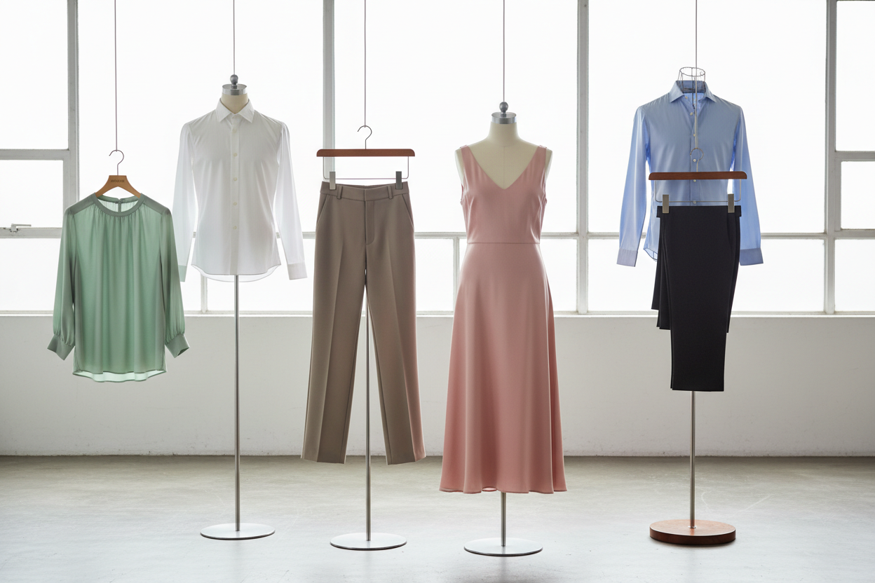 please add men's black trousers and light blue business shirt